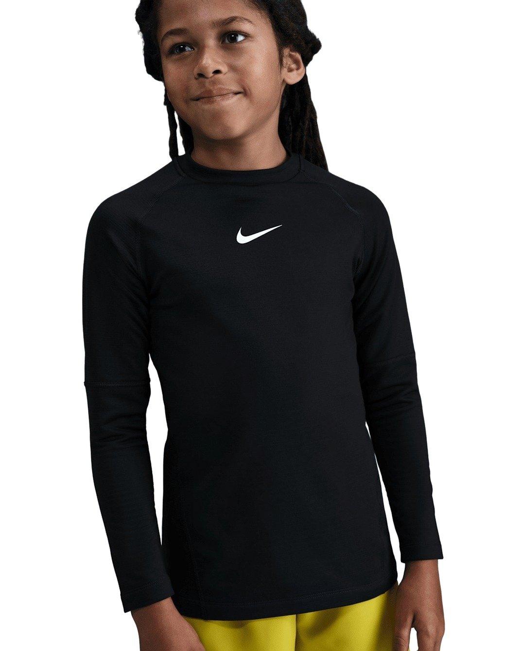 Nike Big Boys' Pro Dri-FIT Long-Sleeve Crewneck Top - Black - BLACK